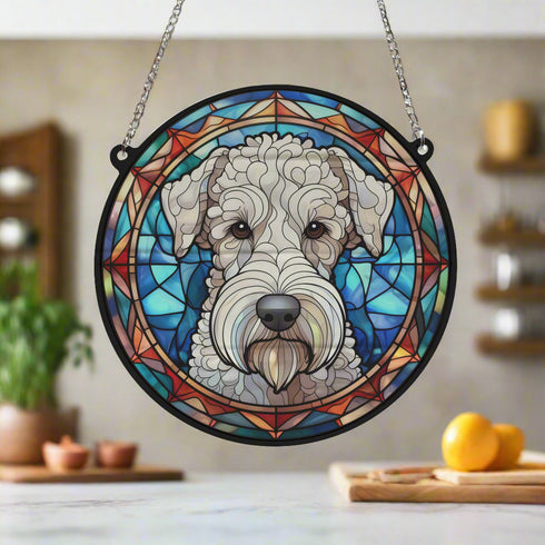 Bedlington Terrier Stained Glass Effect Suncatcher